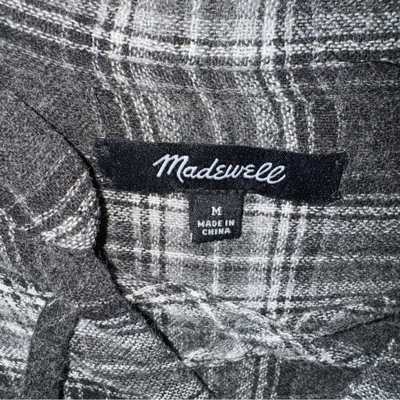 Madewell Terrence lace up pop over plaid flannel wool blend top - Picture 13 of 14